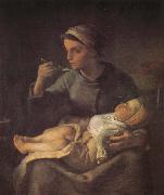 Jean Francois Millet Woman feeding the children oil on canvas